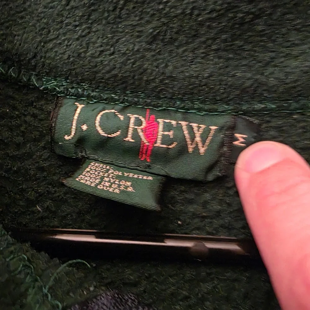 Vintage J Crew Oarsman Collection Fleece Quarter Zip Pullover Green Mens Medium